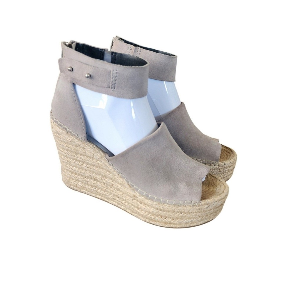 DV Dolce Vita Womens Suede Espadrille Platform Wedge Sandals Taupe Size 8.5 Boho